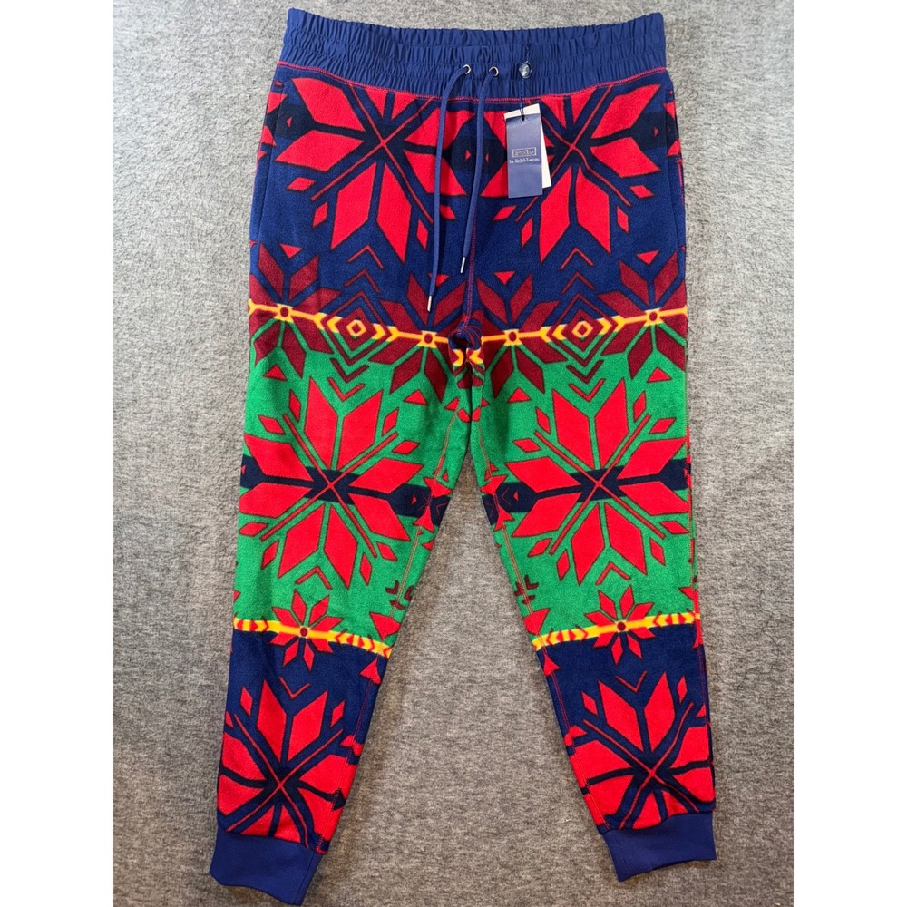 Polo Ralph Lauren Fair Isle Brushed Fleece Jogger Pants Mens Large Holiday NEW